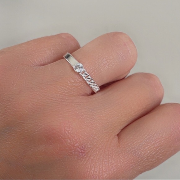 Sterling Silver Diamond Ring with Braided Band - Picture 3 of 9